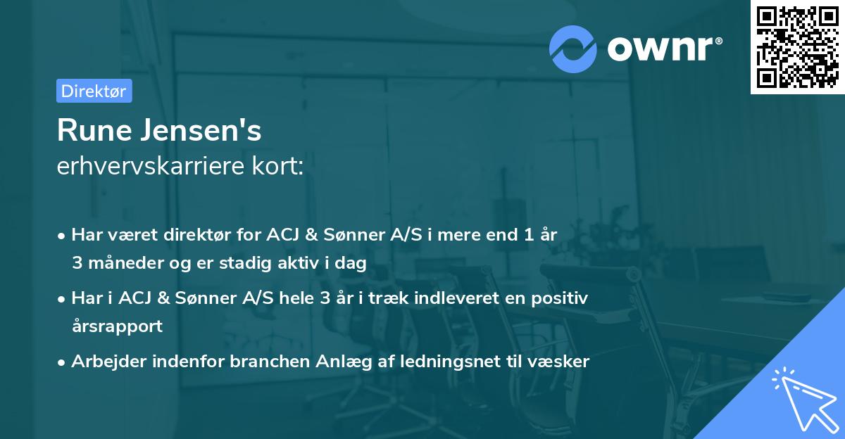 Rune Jensen's erhvervskarriere kort