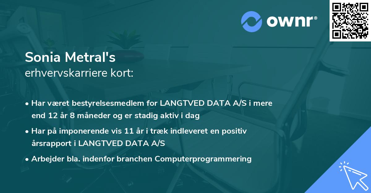 Sonia Metral's erhvervskarriere kort