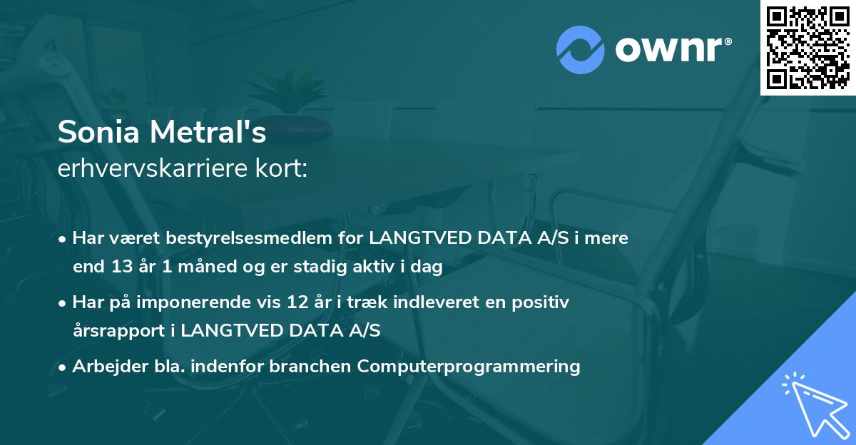Sonia Metral's erhvervskarriere kort