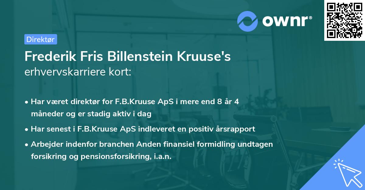 Frederik Fris Billenstein Kruuse's erhvervskarriere kort