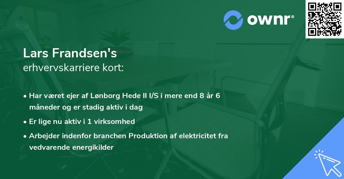 Lars Frandsen's erhvervskarriere kort