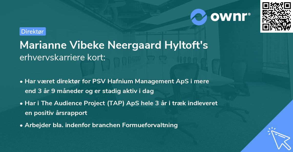 Marianne Vibeke Neergaard Hyltoft's erhvervskarriere kort