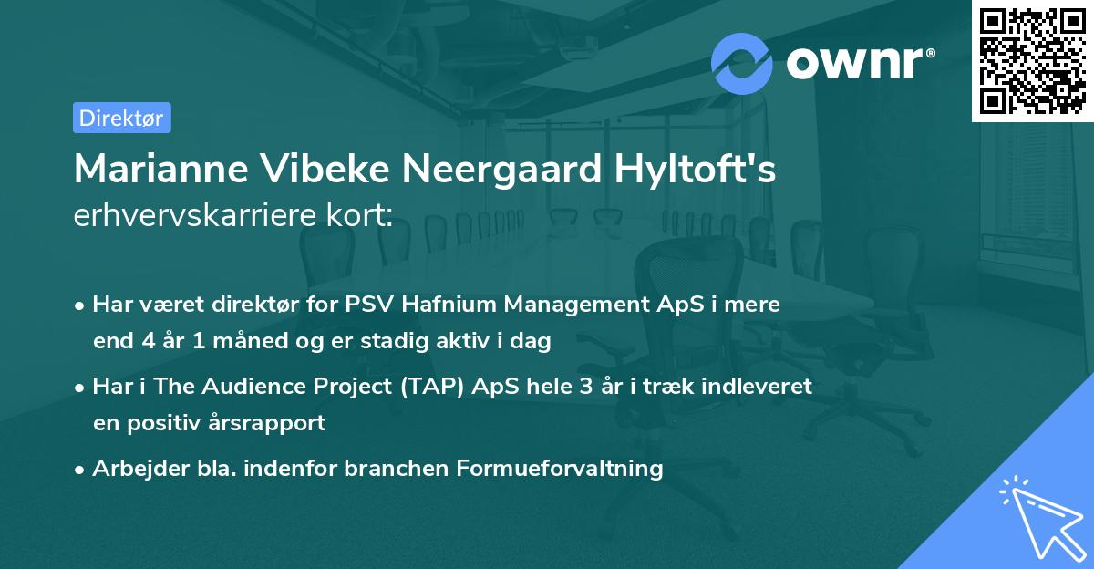 Marianne Vibeke Neergaard Hyltoft's erhvervskarriere kort