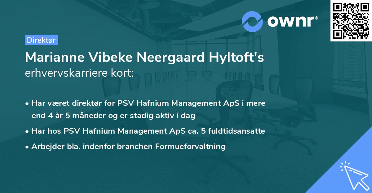 Marianne Vibeke Neergaard Hyltoft's erhvervskarriere kort