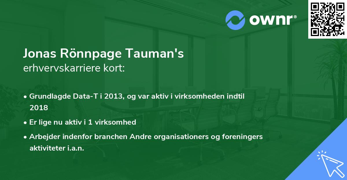 Jonas Rönnpage Tauman's erhvervskarriere kort