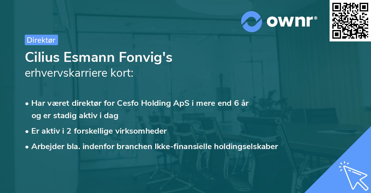 Cilius Esmann Fonvig's erhvervskarriere kort