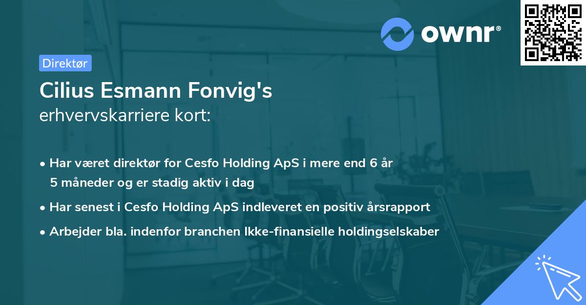 Cilius Esmann Fonvig's erhvervskarriere kort