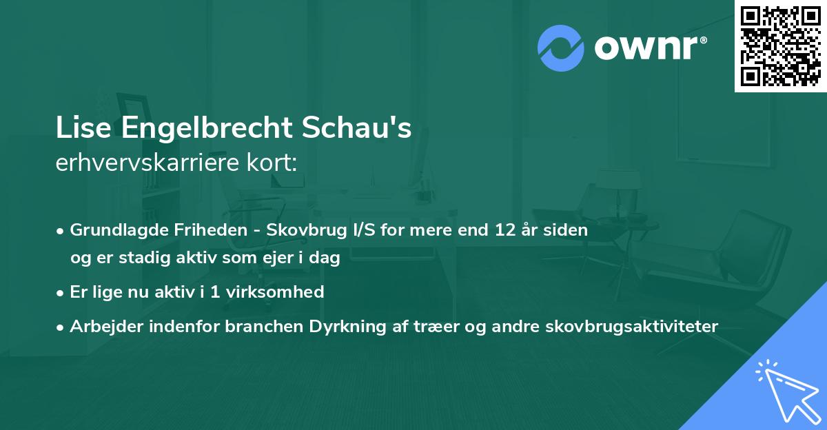 Lise Engelbrecht Schau's erhvervskarriere kort