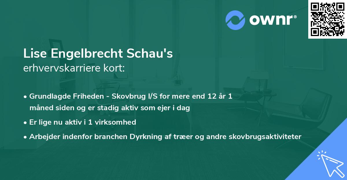 Lise Engelbrecht Schau's erhvervskarriere kort