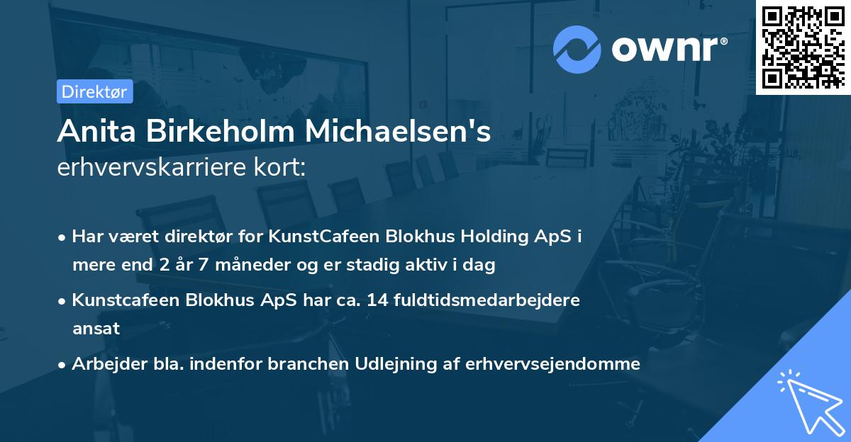 Anita Birkeholm Michaelsen's erhvervskarriere kort