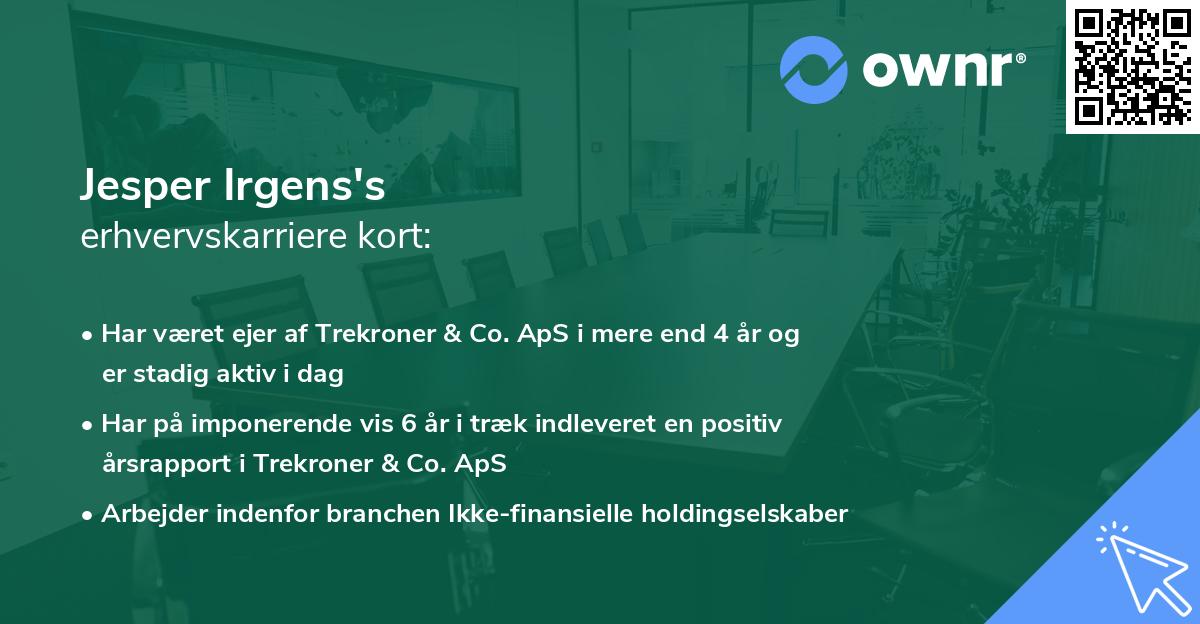 Jesper Irgens's erhvervskarriere kort