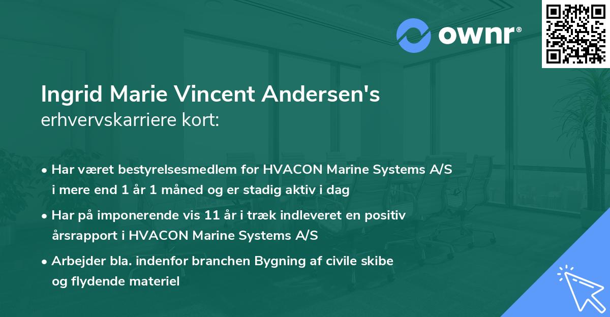 Ingrid Marie Vincent Andersen's erhvervskarriere kort