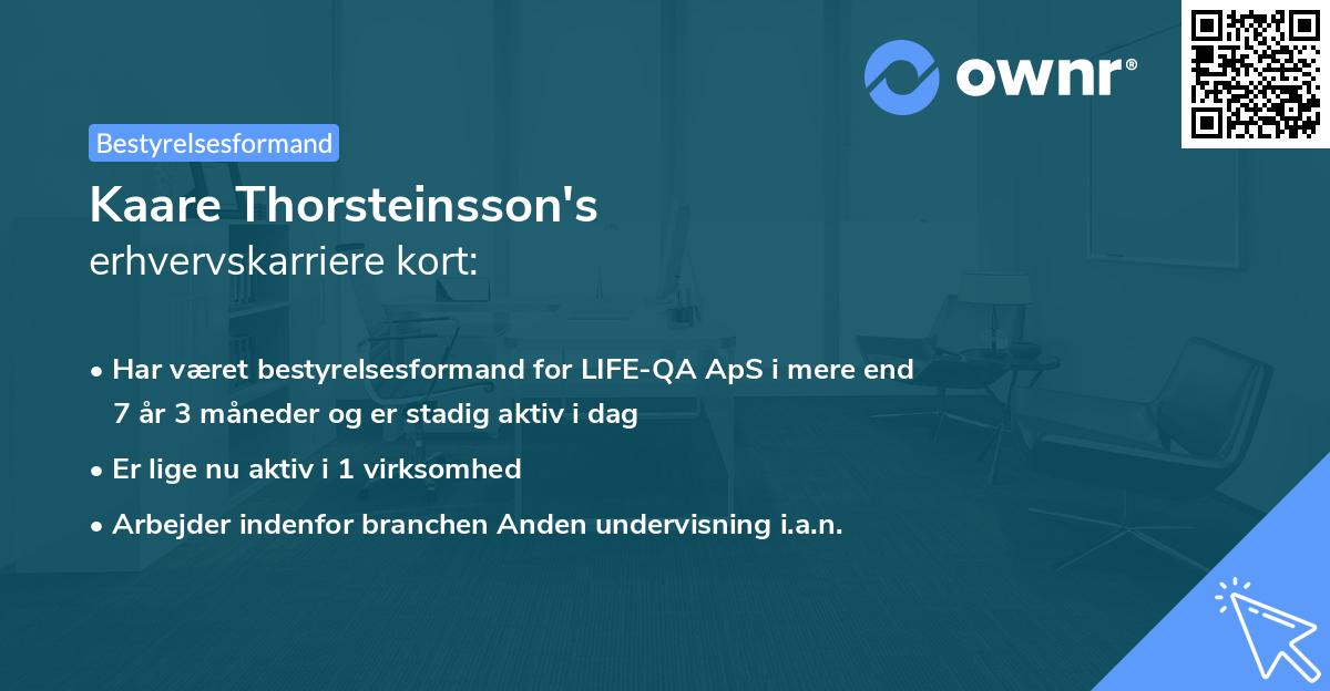 Kaare Thorsteinsson's erhvervskarriere kort