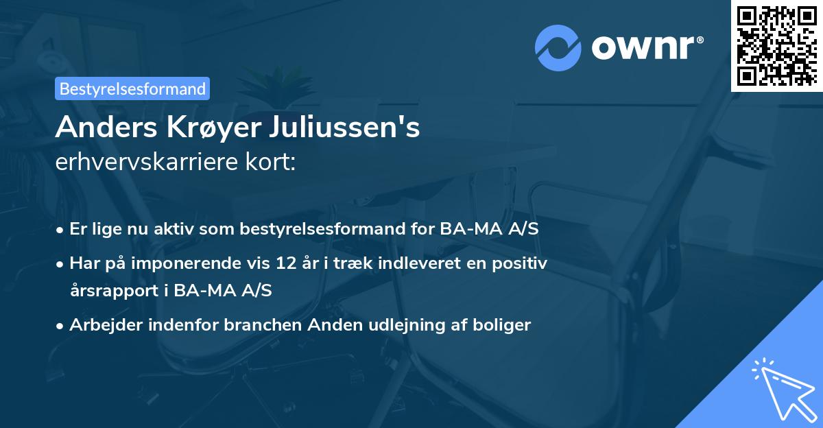 Anders Krøyer Juliussen's erhvervskarriere kort