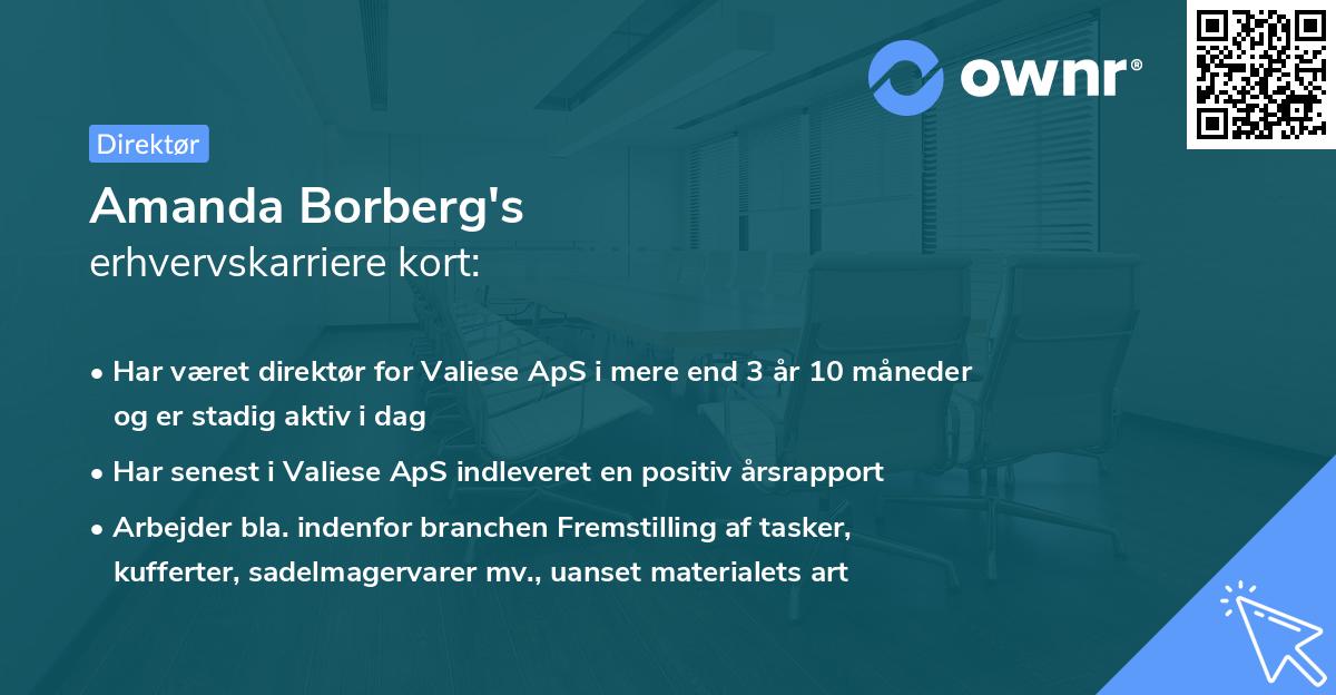 Amanda Borberg's erhvervskarriere kort