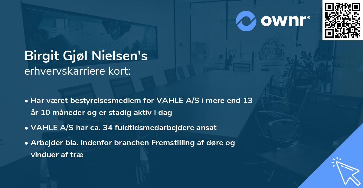 Birgit Gjøl Nielsen's erhvervskarriere kort