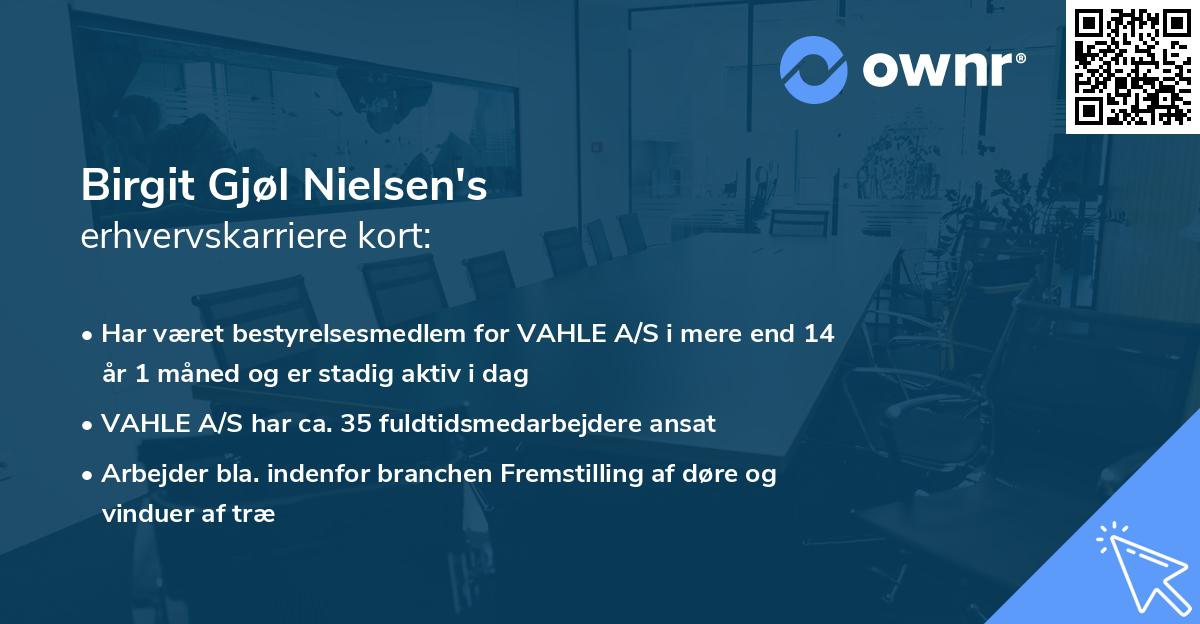 Birgit Gjøl Nielsen's erhvervskarriere kort