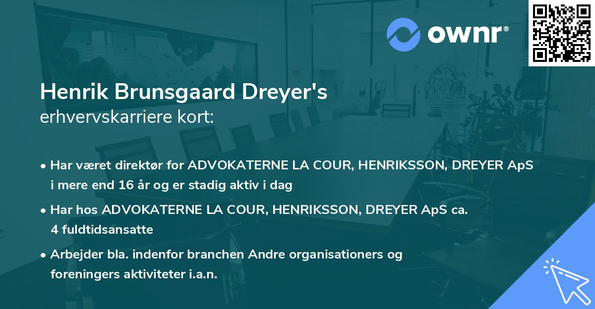 Henrik Brunsgaard Dreyer's erhvervskarriere kort