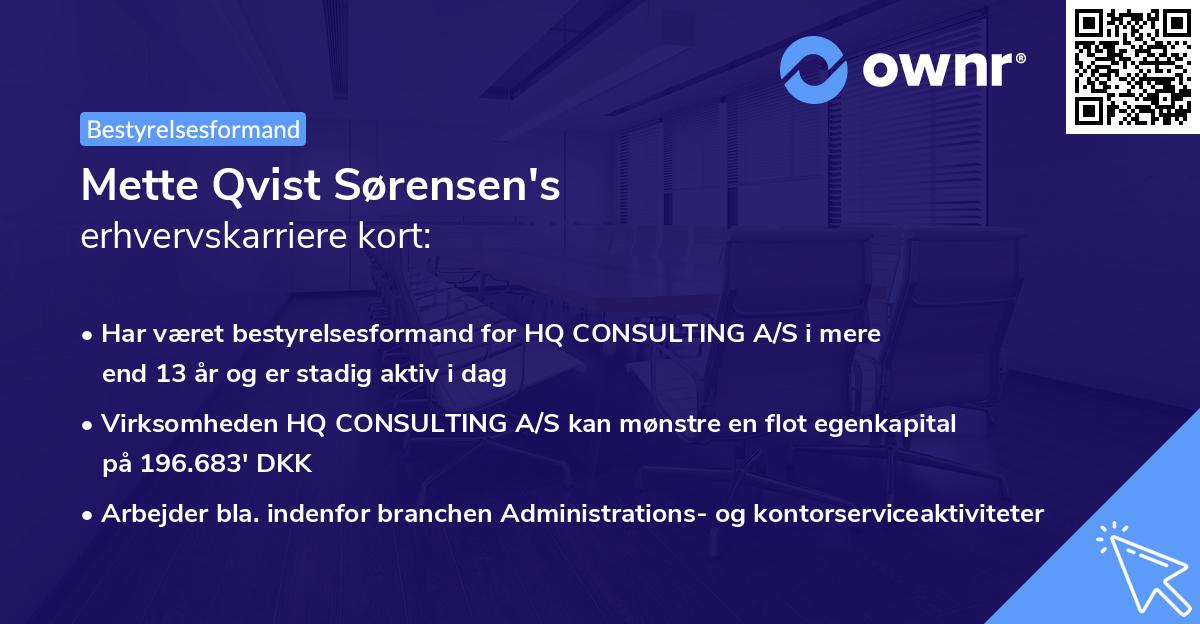 Mette Qvist Sørensen's erhvervskarriere kort