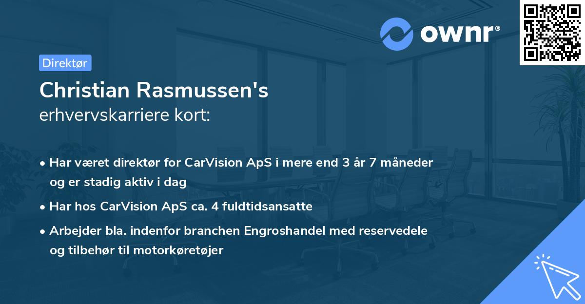 Christian Rasmussen's erhvervskarriere kort