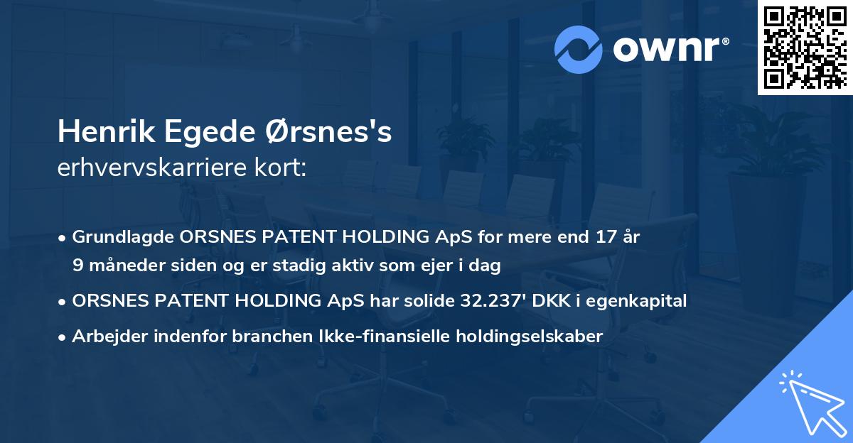 Henrik Egede Ørsnes's erhvervskarriere kort
