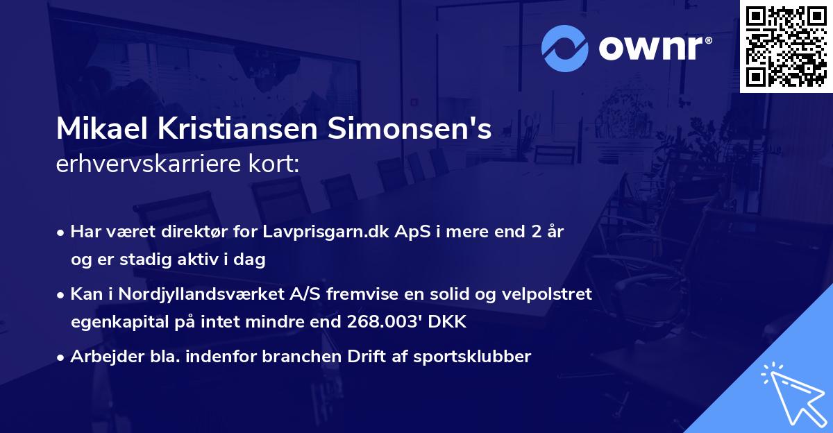 Mikael Kristiansen Simonsen's erhvervskarriere kort