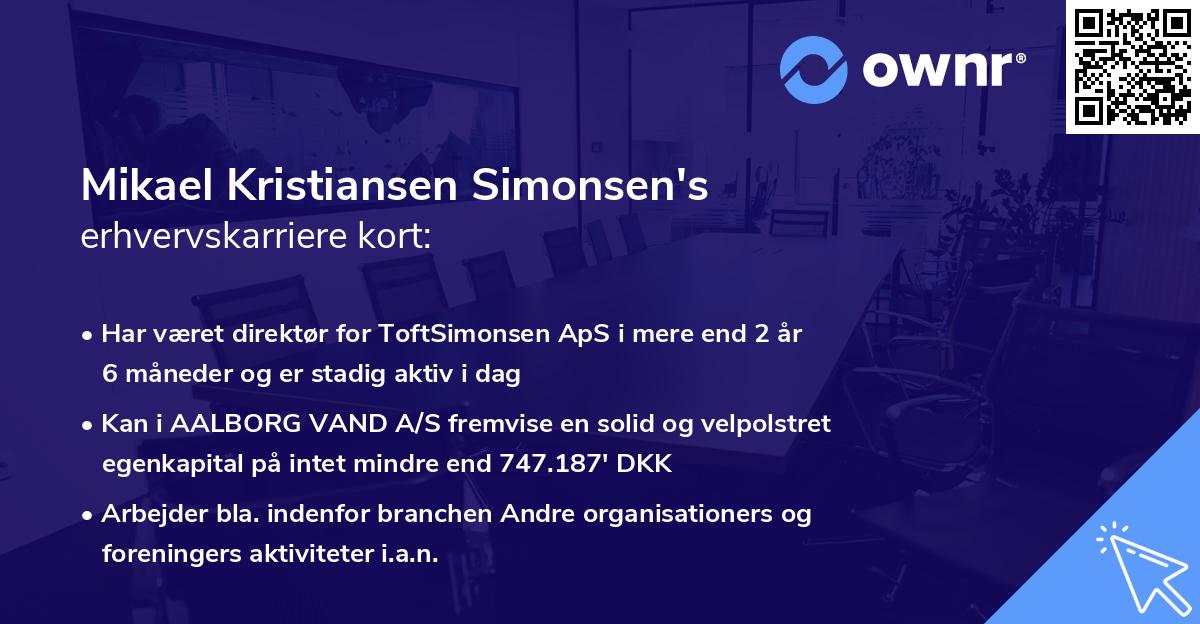 Mikael Kristiansen Simonsen's erhvervskarriere kort
