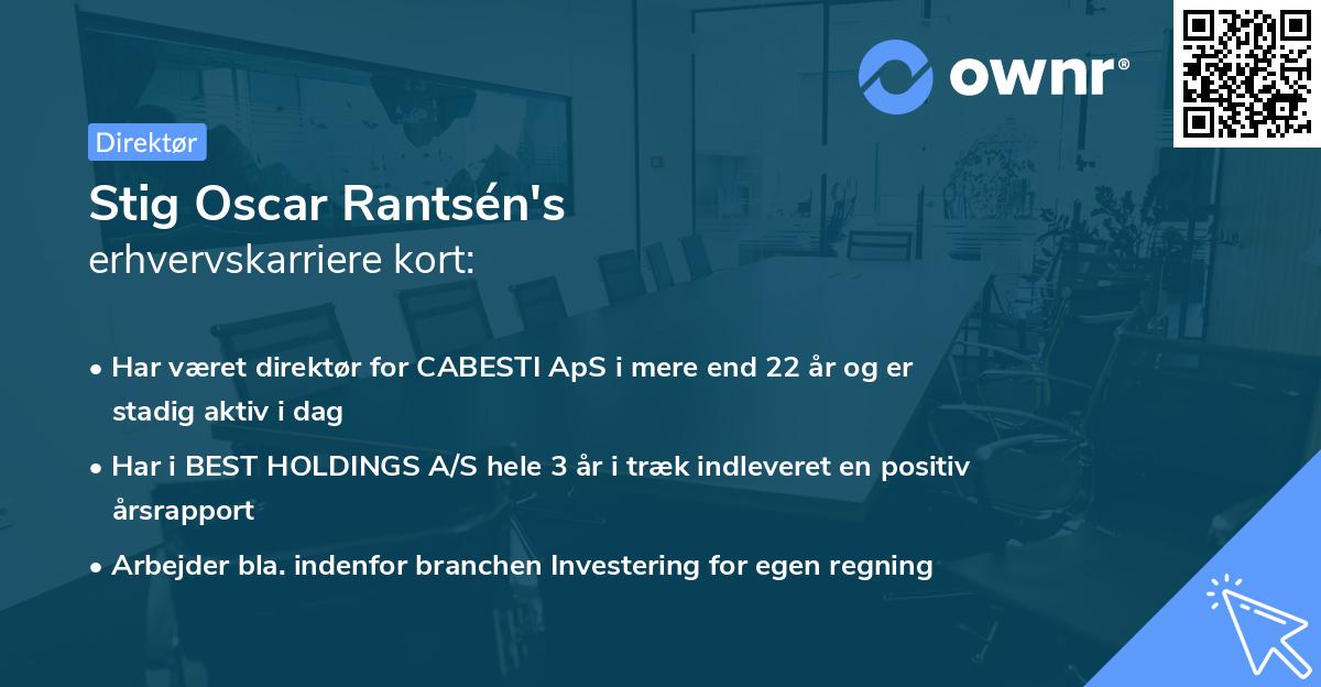 Stig Oscar Rantsén's erhvervskarriere kort