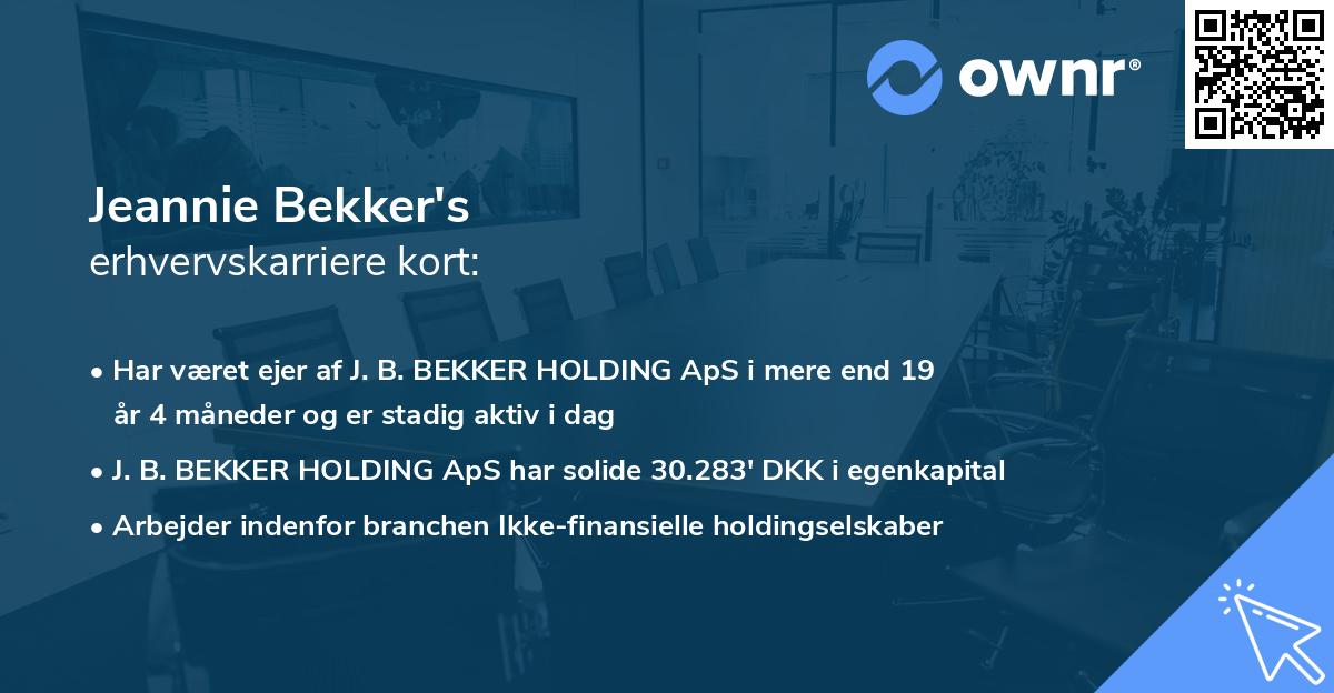 Jeannie Bekker's erhvervskarriere kort