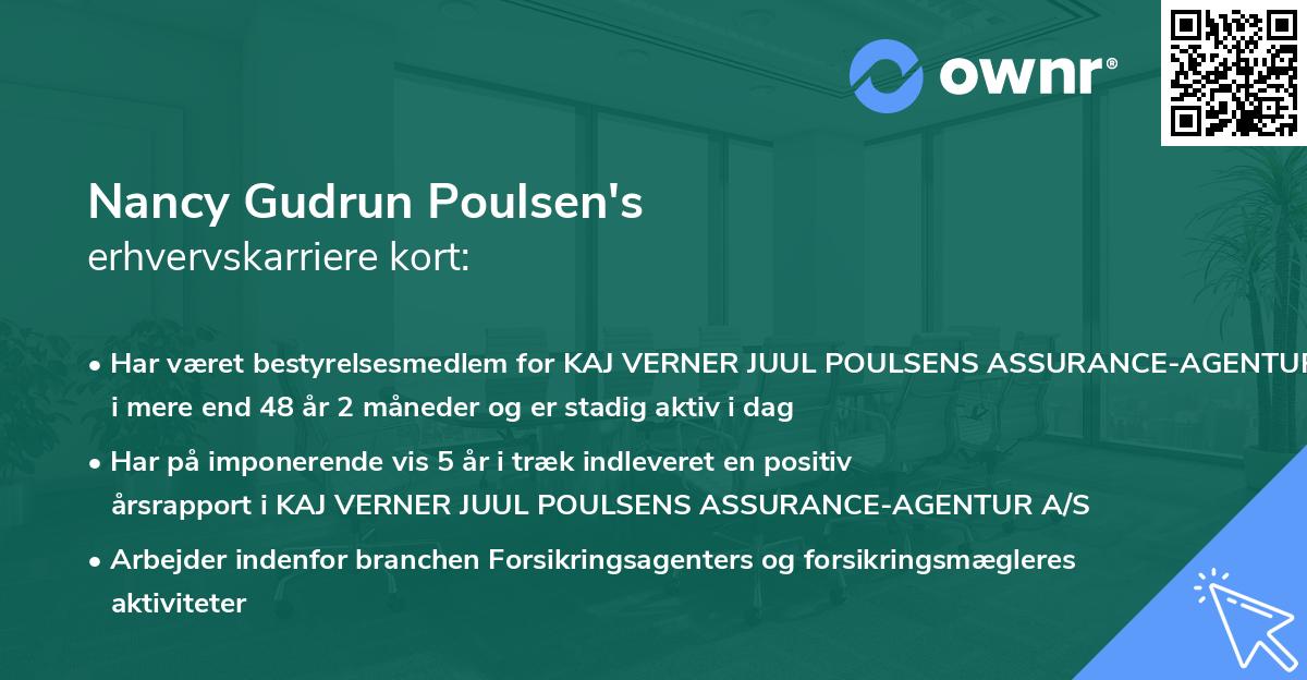 Nancy Gudrun Poulsen's erhvervskarriere kort