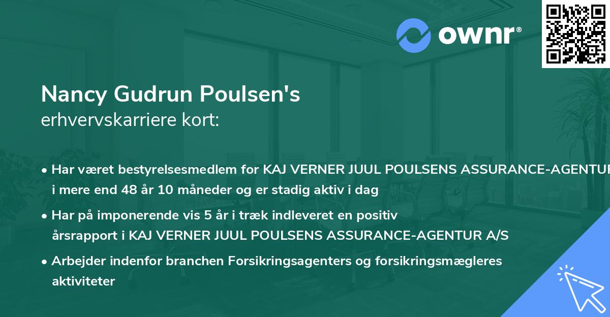 Nancy Gudrun Poulsen's erhvervskarriere kort