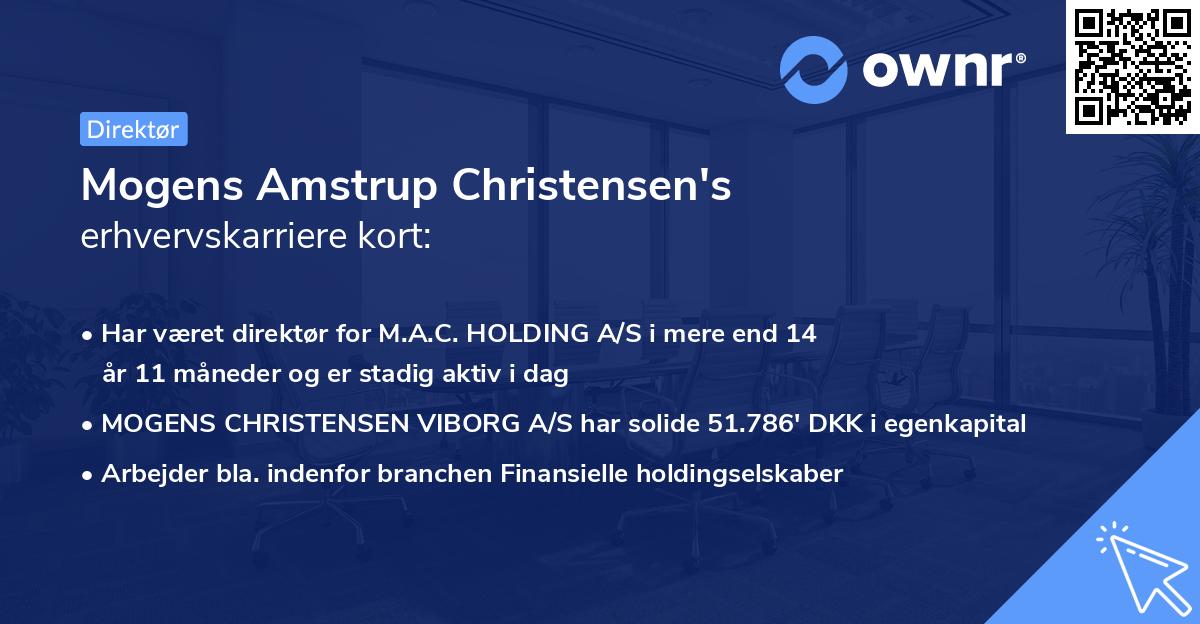 Mogens Amstrup Christensen's erhvervskarriere kort