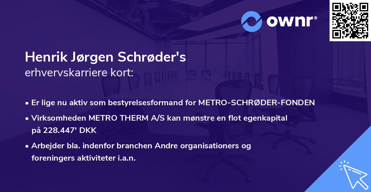 Henrik Jørgen Schrøder's erhvervskarriere kort