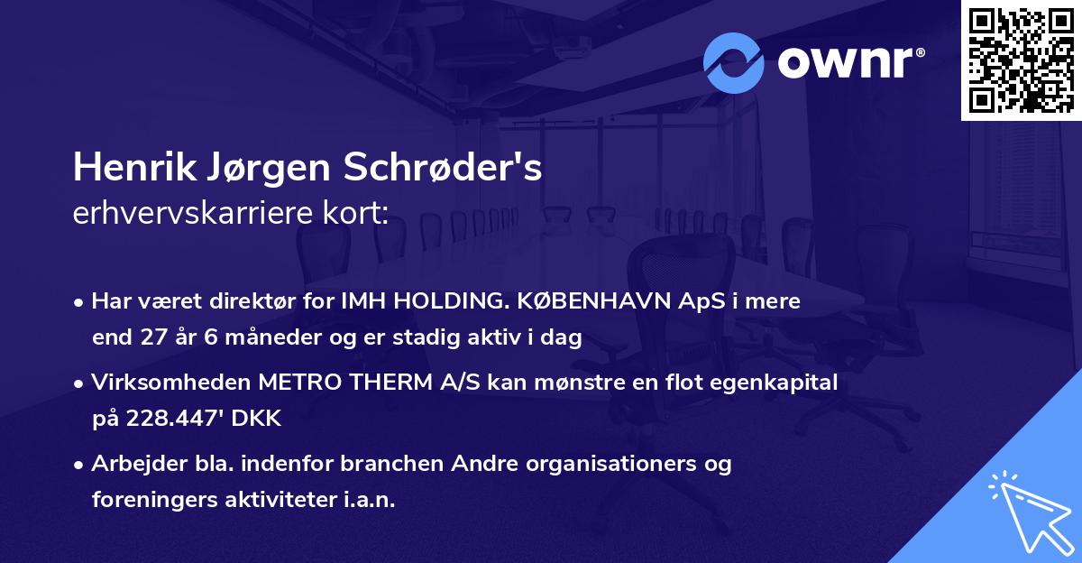 Henrik Jørgen Schrøder's erhvervskarriere kort