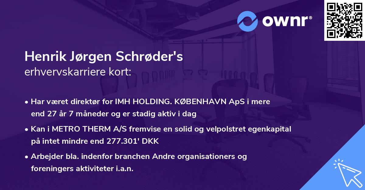Henrik Jørgen Schrøder's erhvervskarriere kort