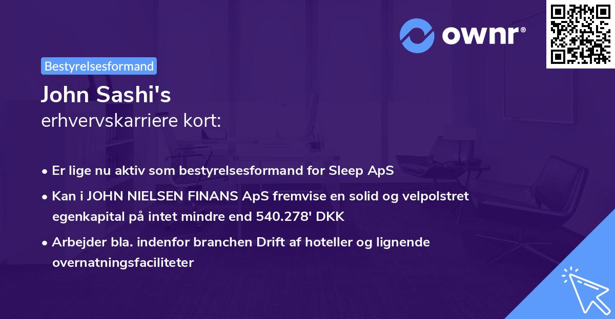 John Sashi's erhvervskarriere kort