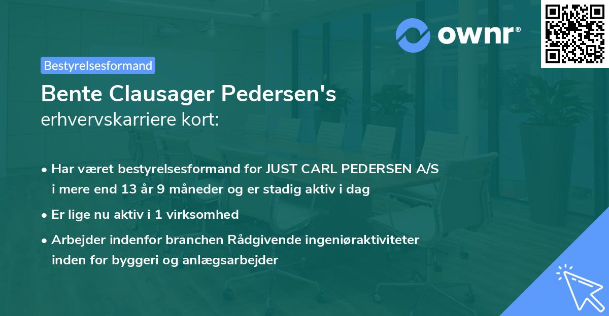Bente Clausager Pedersen's erhvervskarriere kort