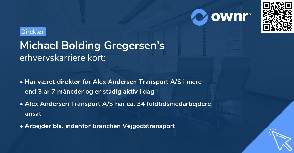 Michael Bolding Gregersen's erhvervskarriere kort