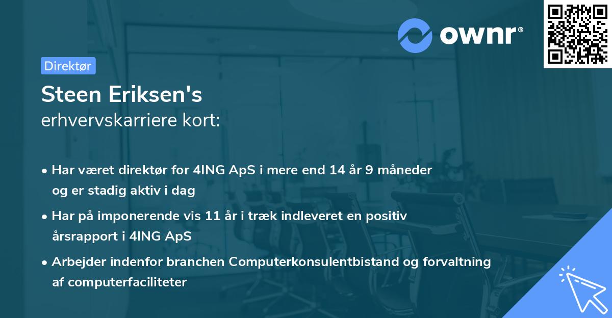 Steen Eriksen's erhvervskarriere kort