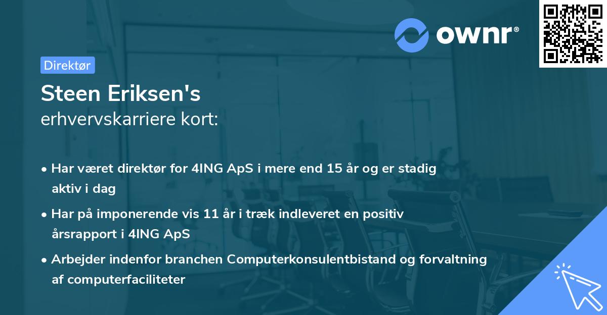 Steen Eriksen's erhvervskarriere kort