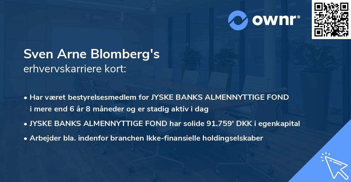 Sven Arne Blomberg's erhvervskarriere kort