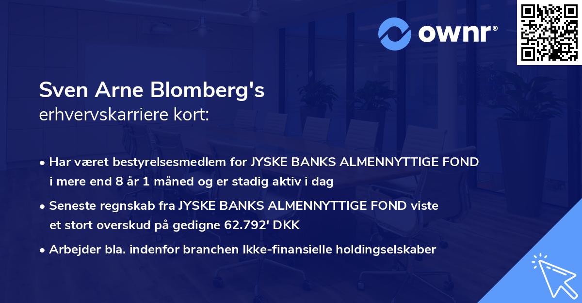 Sven Arne Blomberg's erhvervskarriere kort
