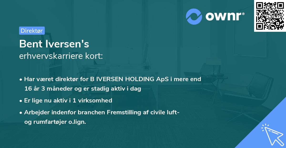 Bent Iversen's erhvervskarriere kort
