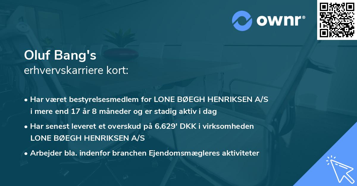 Oluf Bang's erhvervskarriere kort
