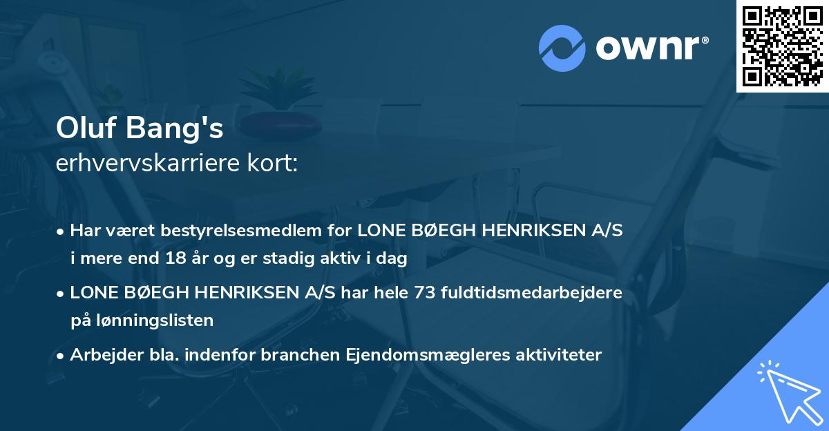 Oluf Bang's erhvervskarriere kort