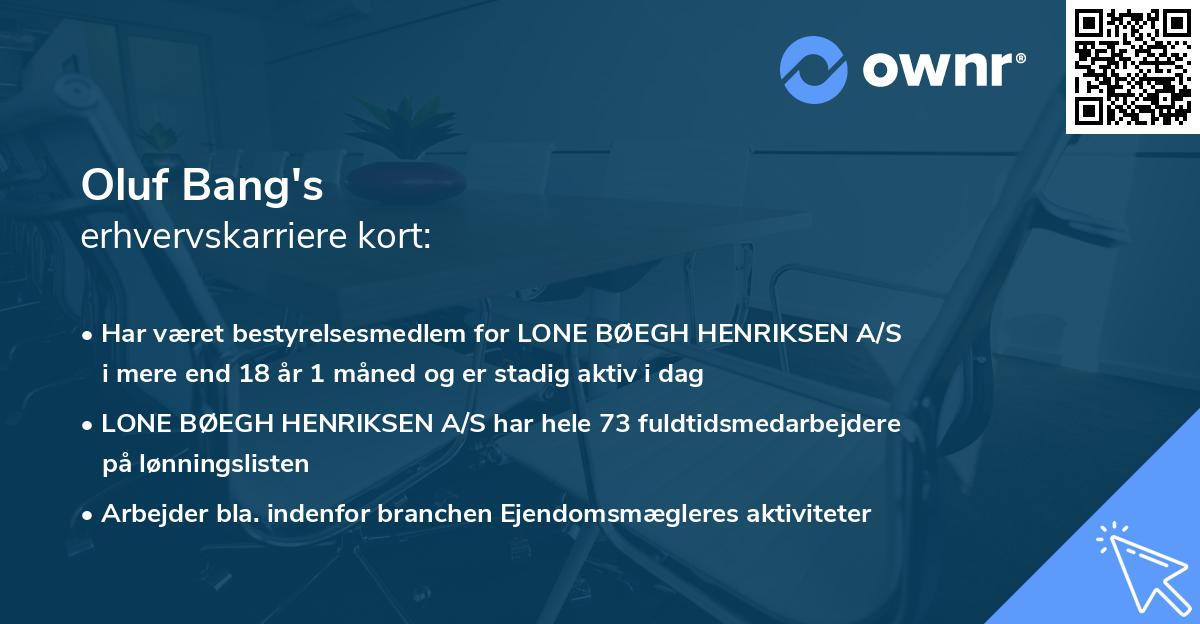 Oluf Bang's erhvervskarriere kort
