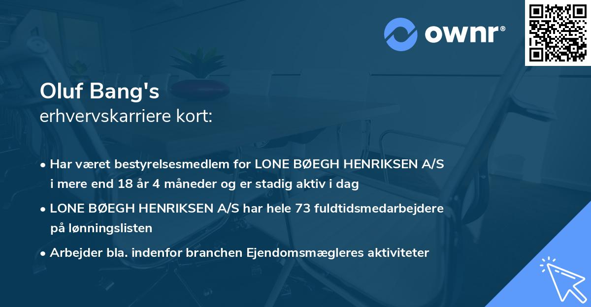Oluf Bang's erhvervskarriere kort