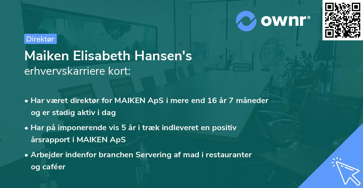 Maiken Elisabeth Hansen's erhvervskarriere kort