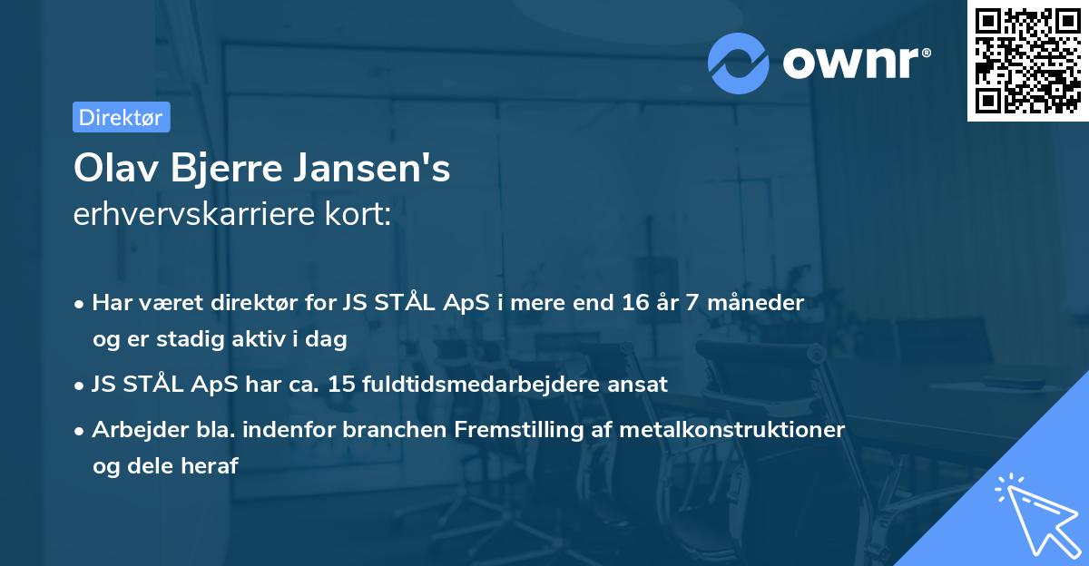 Olav Bjerre Jansen's erhvervskarriere kort