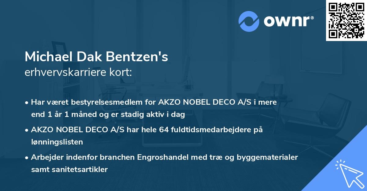 Michael Dak Bentzen's erhvervskarriere kort